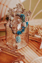 Load image into Gallery viewer, Blue Peace Charm Sari Ribbon Beaded Bracelet