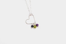 Load image into Gallery viewer, Gemstone Drop Sterling Silver Heart Necklace | Birthstone Jewelry