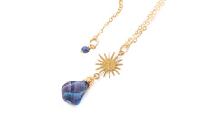Load image into Gallery viewer, Indigo Quartz Drop Sunburst Necklace | As Seen On The Young &amp; The Restless