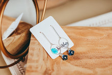 Load image into Gallery viewer, Blue Quartz Drop Sterling Silver Circle Threader Earrings