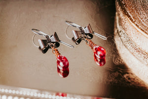 Passion Pink Steampunk Bow Earrings