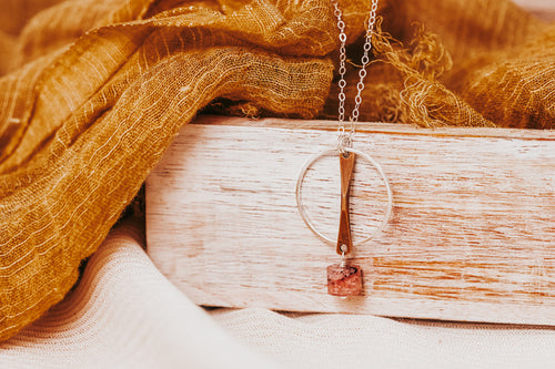 Strawberry Quartz Mixed Metal Necklace | As Seen On Netflix Virgin River