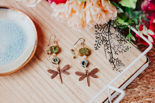 Dragonfly Artisan Statement Earrings