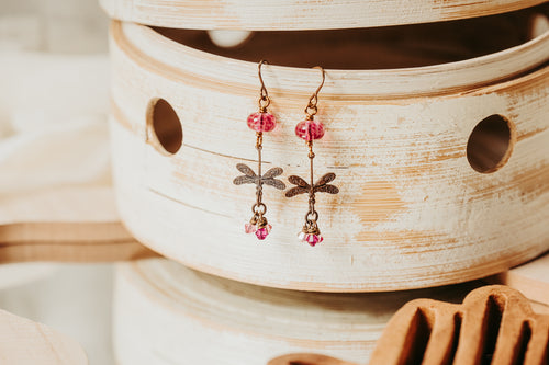 Rose Flight of the Dragonfly Earrings