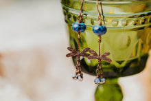 Load image into Gallery viewer, True Blue Flight of the Dragonfly Earrings