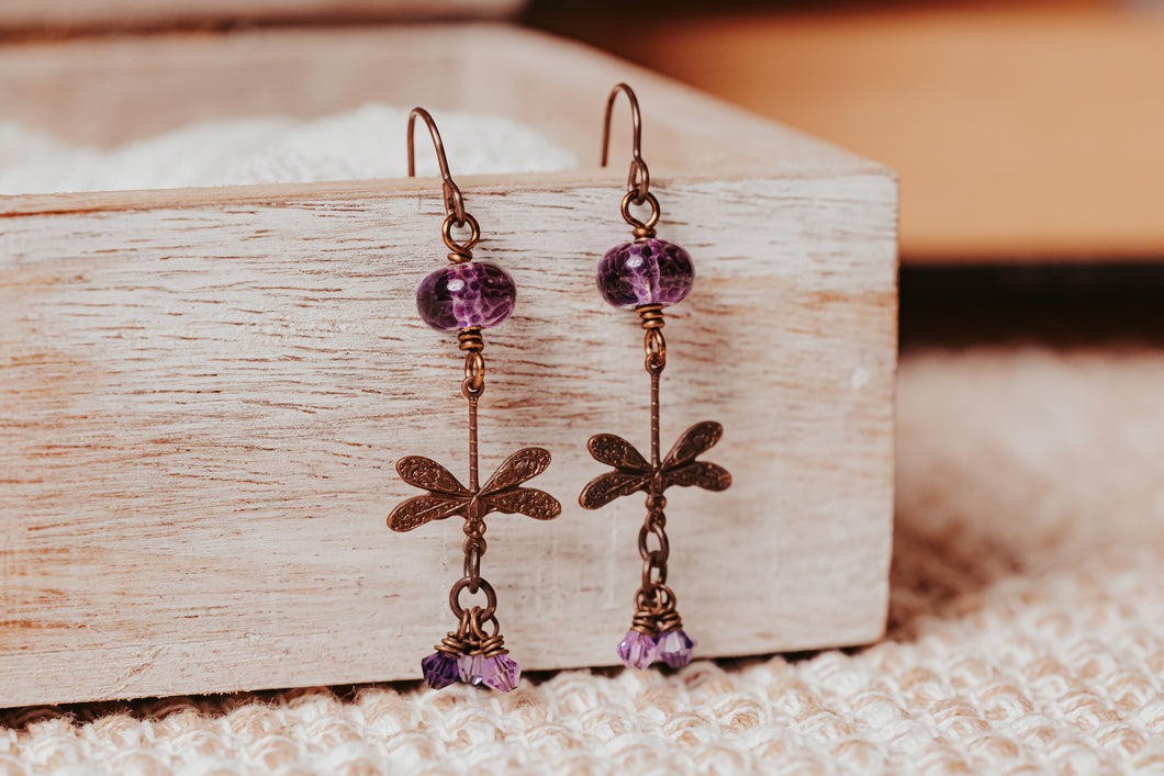 Amethyst Flight of the Dragonfly Earrings