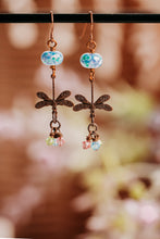 Load image into Gallery viewer, Spring Blue Flight of the Dragonfly Earrings