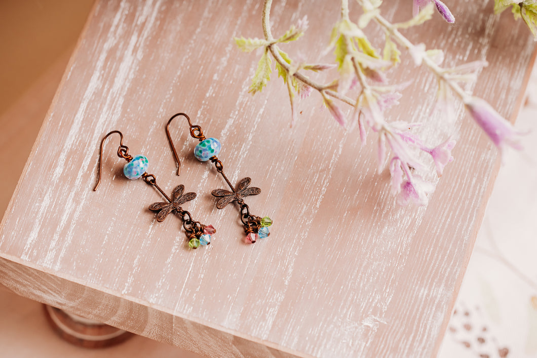 Spring Blue Flight of the Dragonfly Earrings