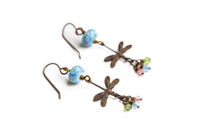 Spring Blue Flight of the Dragonfly Earrings