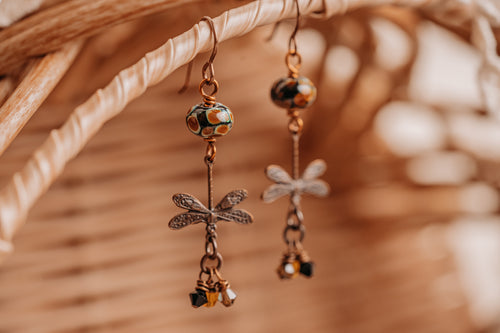 Toasted Caramel Flight of the Dragonfly Earrings