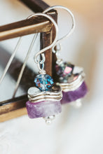 Load image into Gallery viewer, Amethyst Gemstone and Crystal Earrings