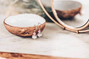 Rose Quartz Gemstone and Crystal Earrings
