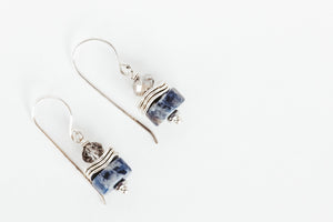 Sodalite Gemstone and Crystal Earrings