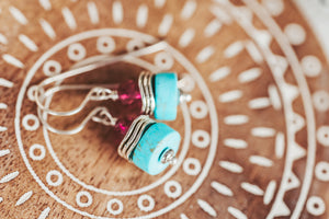 Turquoise Howlite Gemstone and Crystal Earrings