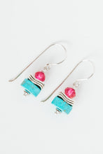 Load image into Gallery viewer, Turquoise Howlite Gemstone and Crystal Earrings