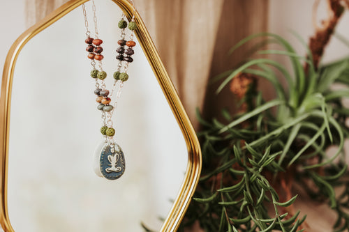 Buddha Gemstone Yoga Diffuser Sterling Silver Necklace