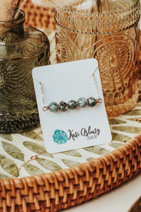 Moss Agate Gemstone Bar Necklace | As Seen On Netflix Virgin River