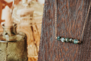 Moss Agate Gemstone Bar Necklace | As Seen On Netflix Virgin River