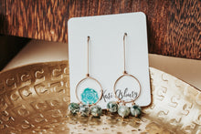 Load image into Gallery viewer, Moss Agate Gemstone Drops 14k Gold Filled Threader Earrings