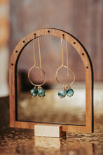 Load image into Gallery viewer, Moss Agate Gemstone Drops 14k Gold Filled Threader Earrings