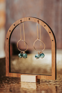 Moss Agate Gemstone Drops 14k Gold Filled Threader Earrings