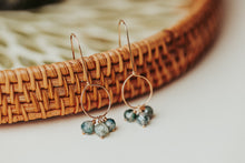 Load image into Gallery viewer, Moss Agate Gemstone Drops 14k Gold Filled Threader Earrings