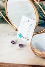Load image into Gallery viewer, Dark Purple Quartz Drop Sterling Silver Circle Threader Earrings