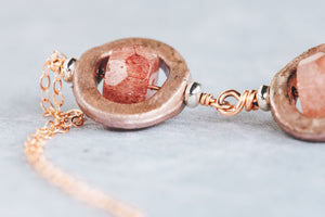 Ombre Strawberry Quartz Rose Gold Filled Necklace As Seen On The Young & The Restless