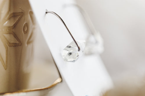 Herkimer Diamond Oxidized Sterling Silver Earrings