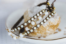 Load image into Gallery viewer, Rhinestone and Pearl Triple Strand Bracelet