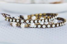 Load image into Gallery viewer, Rhinestone and Pearl Triple Strand Bracelet