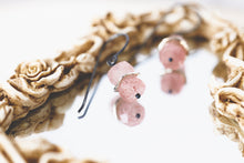 Load image into Gallery viewer, Strawberry Quartz Silver Oxidized Sterling Silver Earrings