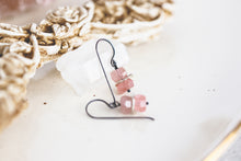 Load image into Gallery viewer, Strawberry Quartz Silver Oxidized Sterling Silver Earrings