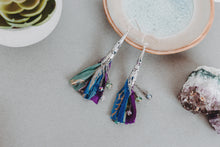 Load image into Gallery viewer, Crystal and Sari Ribbon Tassel Earrings