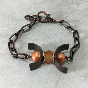Gemstone Copper Triple Moon Bracelet