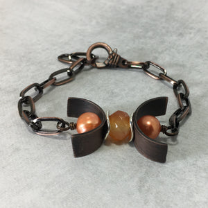 Gemstone Copper Triple Moon Bracelet