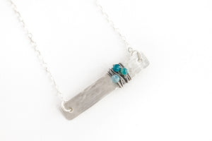 Gemstone Wrapped Hammered Silver Bar Necklace | As Seen On High School Musical: The Musical: The Series