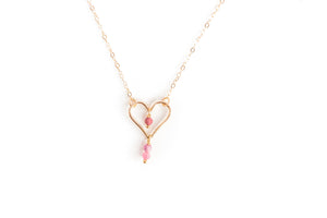 Pink Tourmaline 14K Rose Gold Filled Heart Choker Necklace | Worn on TV | CW Riverdale