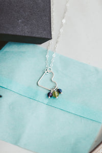 Gemstone Drop Sterling Silver Heart Necklace | Birthstone Jewelry