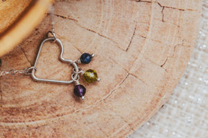 Gemstone Drop Sterling Silver Heart Necklace | Birthstone Jewelry