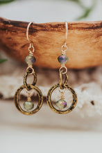 Load image into Gallery viewer, Crystal Drop Hammered Link Earrings