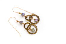 Load image into Gallery viewer, Crystal Drop Hammered Link Earrings