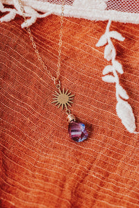 Indigo Quartz Drop Sunburst Necklace | As Seen On The Young & The Restless