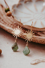 Load image into Gallery viewer, Green Kyanite Gold Starburst Earrings | As Seen On ABC&#39;s Home Economics