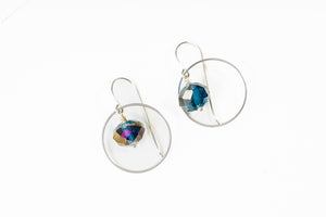Montana Blue Crystal Sterling Silver Circle Earrings | As Seen On TV | So Help Me Todd