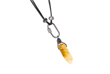 Load image into Gallery viewer, Gemstone and Leather Unisex Adjustable Necklace