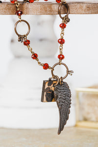 Wings and Roses Crystal Brass Necklace As Seen On The Vampire Diaries