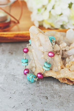Load image into Gallery viewer, Chunky Gemstone and Pearl Sterling Silver Bracelet