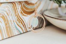 Load image into Gallery viewer, Blue Chalcedony Circle Pendant Gold Filled Necklace
