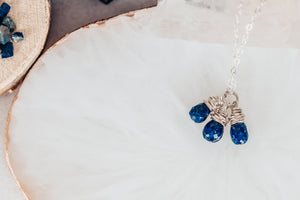 Lapis Lazuli Gemstone Drops Sterling Silver Necklace As Seen On Seal Team
